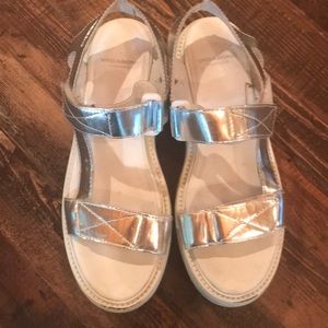Silver sandal with white platform